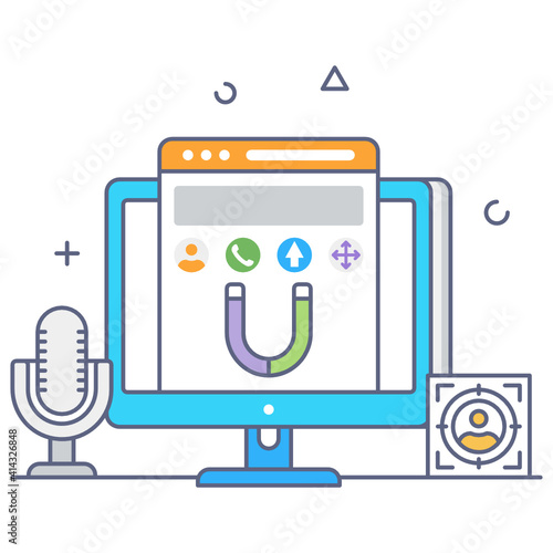 
An inbound marketing flat outline editable vector
