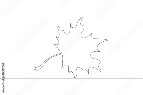 Deciduous tree leaf. Leaves. One continuous drawing line logo single hand drawn art doodle isolated minimal illustration.