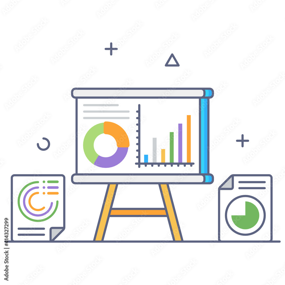 Obraz premium Flat outline icon of business presentation 