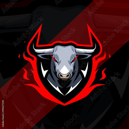 Head bull mascot logo design