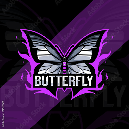 Butterfly mascot logo esport design