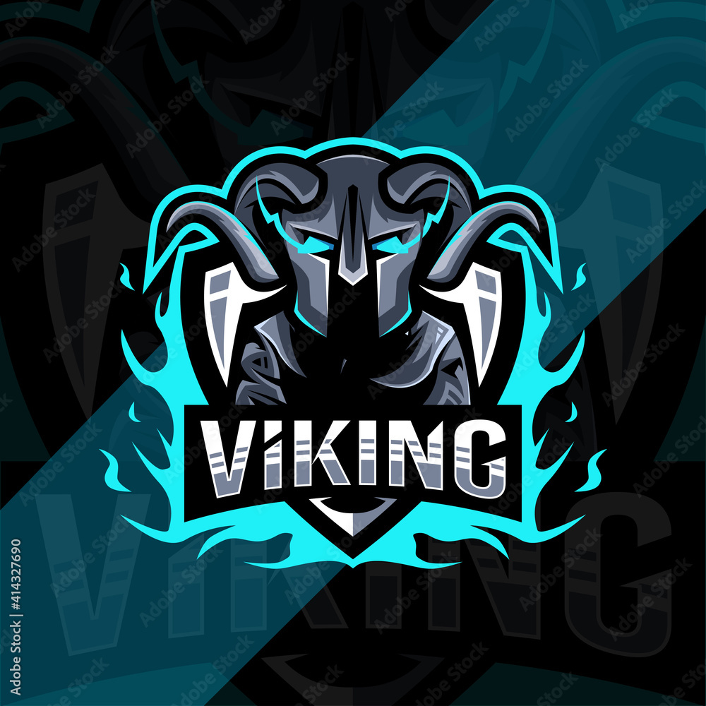 Cute viking mascot logo template design