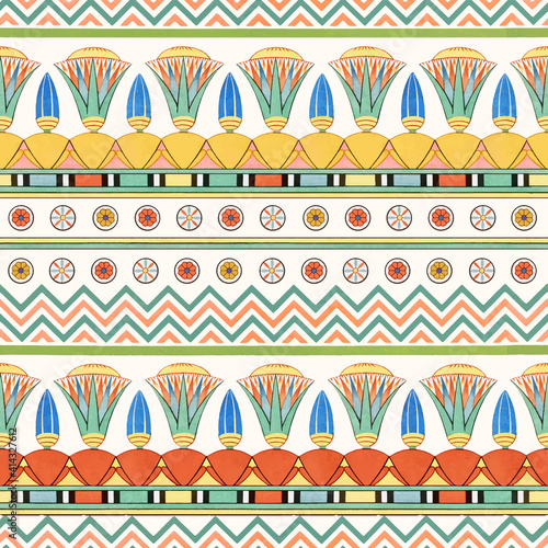 Egyptian ornamental seamless pattern background vector