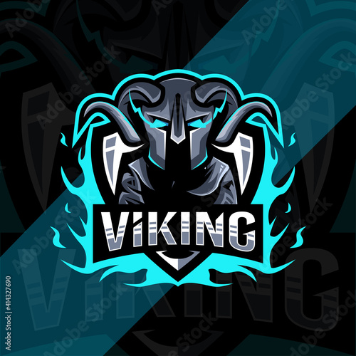 Cute viking mascot logo template design