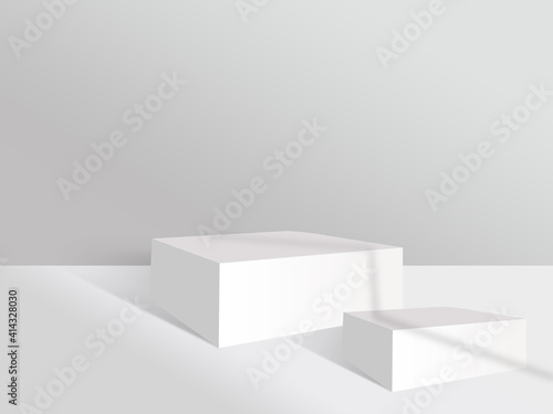 white and grey light Wall empty two product background for product presentation with room and real shadow © Rokonuzzamnan
