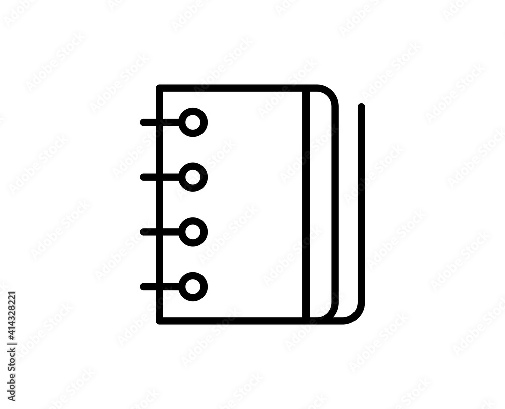 Notebook line icon. High quality outline symbol for web design or mobile app. Thin line sign for design logo. Black outline pictogram on white background Notebook line icon. High quality outline symbol for web design or mobile app. Thin line sign for design logo. Black outline pictogram on white background