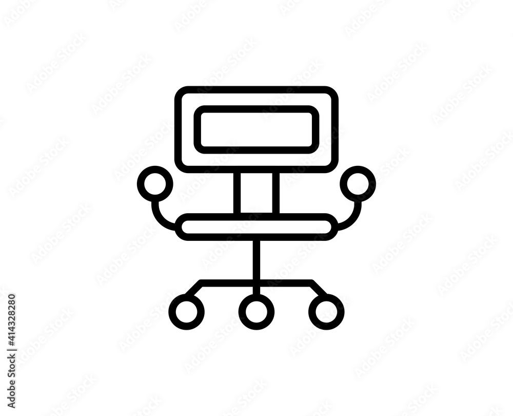 Office chair flat icon. Thin line signs for design logo, visit card, etc. Single high-quality outline symbol for web design or mobile app. Office chair outline pictogram. Office chair flat icon. Thin line signs for design logo, visit card, etc. Single high-quality outline symbol for web design or mobile app. Office chair outline pictogram.