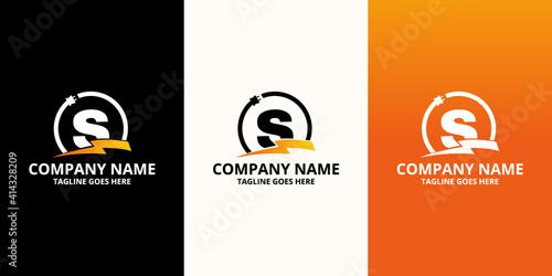 Flash initial letter S Logo Icon Template. Illustration vector graphic. Design concept Electrical Bolt and electric plugs With letter symbol. Perfect for corporate, more technology brand identity