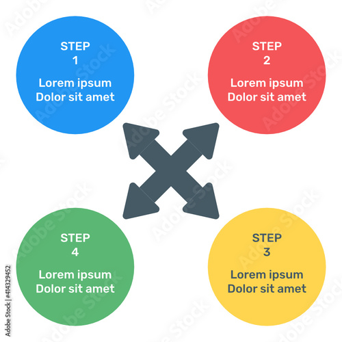 Business data representation through arrows infographic in flat icon