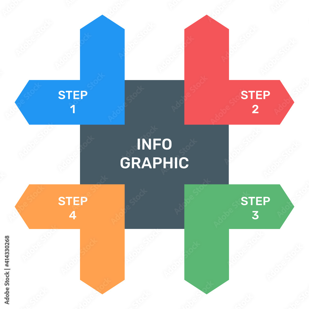 Business data representation through arrows infographic in flat icon