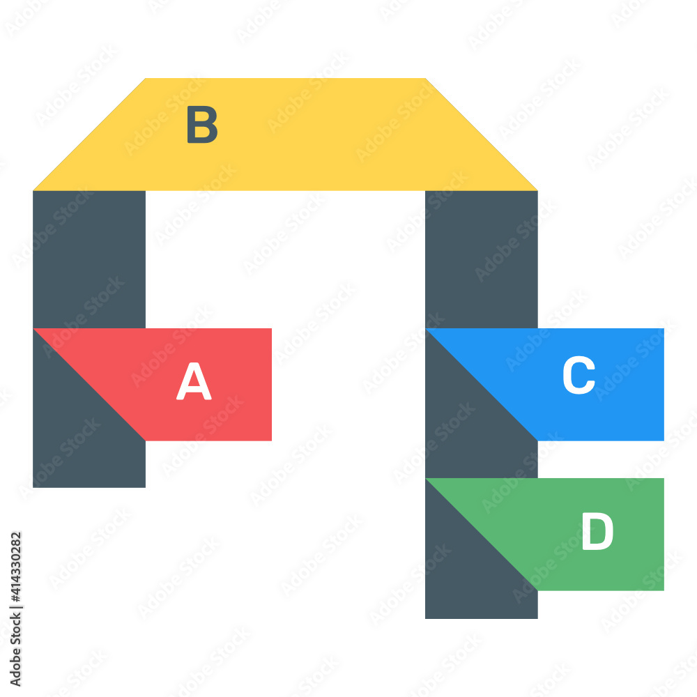 Business data representation through arrows infographic in flat icon Business data representation through arrows infographic in flat icon