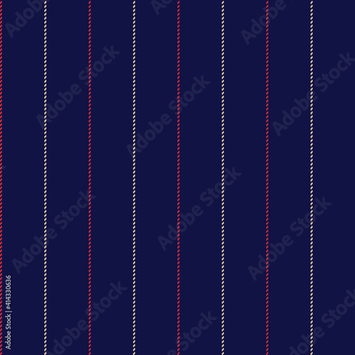 Stripe pattern tattersall stitched navy blue, red, and beige graphic. Seamless slim thin stripes for shirt, skirt, trousers, dress, other trendy autumn winter everyday casual fashion textile print.