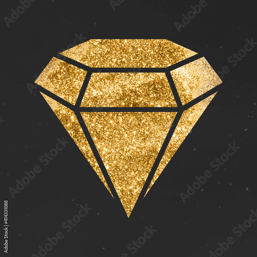 Sparkly gold diamond vector icon