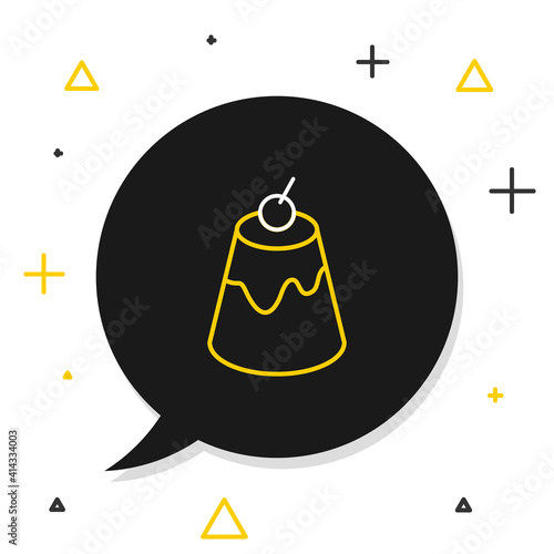 Line Pudding custard with caramel glaze icon isolated on white background. Colorful outline concept. Vector.