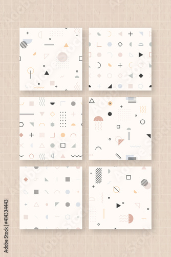 Cream Memphis pattern vector set
