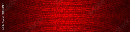 Honeycomb Grid tile random background or Hexagonal cell texture. in color Bright Red with dark or black gradient. for billboard backdrop or background. photo