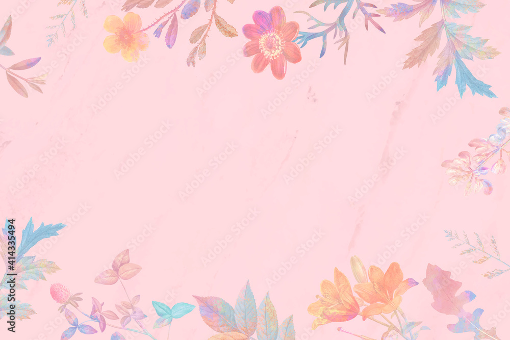 Blank pink floral frame vector