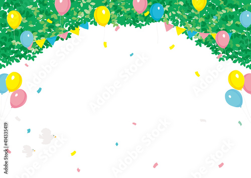 イベント背景イラスト　風船と新緑