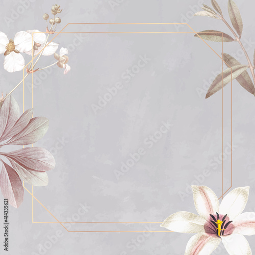 Frame with lily and bulltongue arrowhead background vector