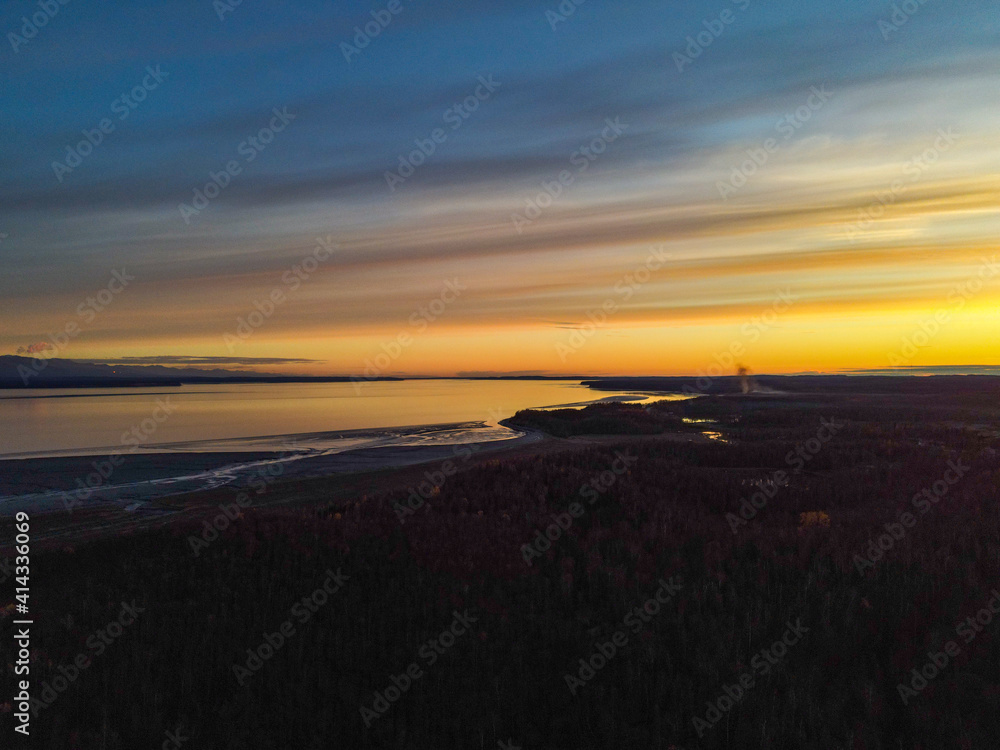 Alaska Sunset over water 
