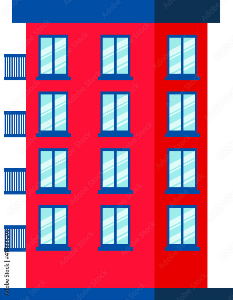 vector residential building. multi-storey building. flat illustration of a residential building with windows and balconies