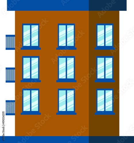 vector residential building. multi-storey building. flat illustration of a residential building with windows and balconies