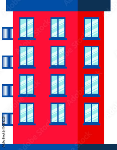 vector residential building. multi-storey building. flat illustration of a residential building with windows and balconies