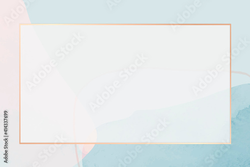 Gold frame on neutral blue watercolor background vector
