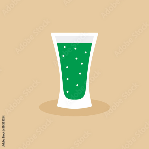A glass of wine. Shot drink. An alcoholic beverage served in a shot glass and typically consumed quickly. Enjoy drink tequila with one shot. Restaurant alcoholic icon. Flat vector illustration