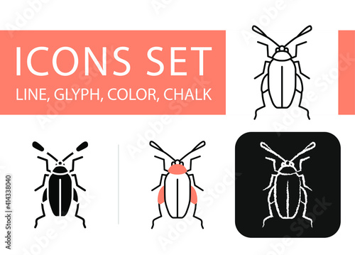 four icons in different styles, Flea Beetle