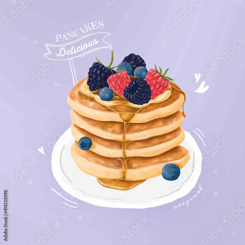 Hand drawn sweet pancakes vector