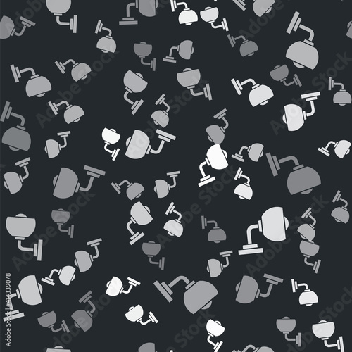 Grey Wall lamp or sconce icon isolated seamless pattern on black background. Wall lamp light. Vector.