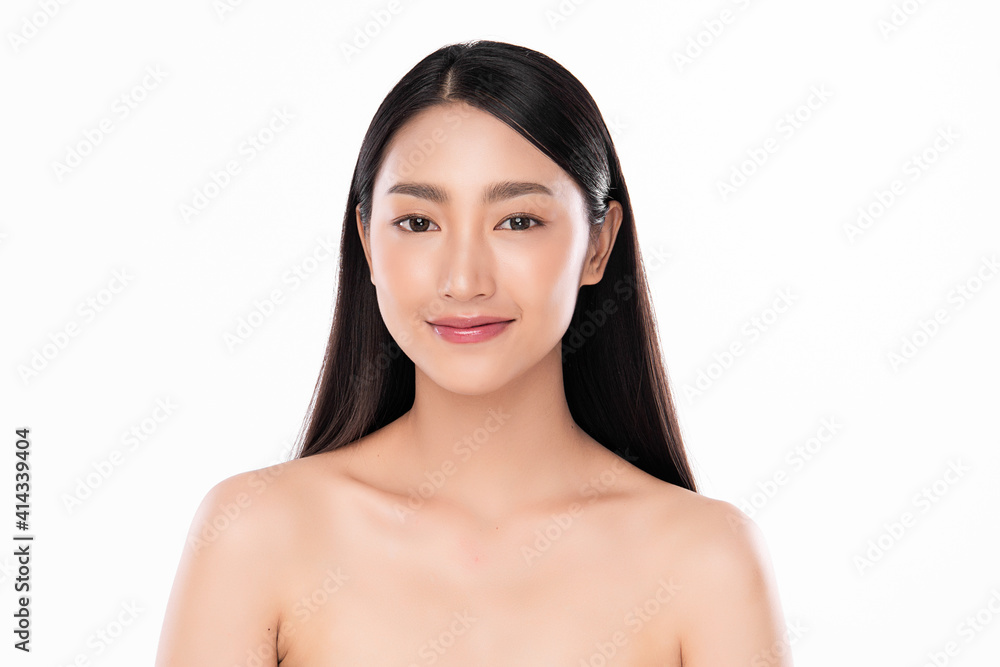 Beautiful young asian woman with clean fresh skin on white background, Face care, Facial treatment, Cosmetology, beauty and spa, Asian women portrait Beautiful young asian woman with clean fresh skin on white background, Face care, Facial treatment, Cosmetology, beauty and spa, Asian women portrait