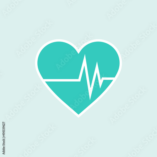 Green heart with cardiograph element vector