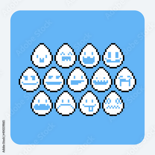 Pixel art set of emotion egg icons.