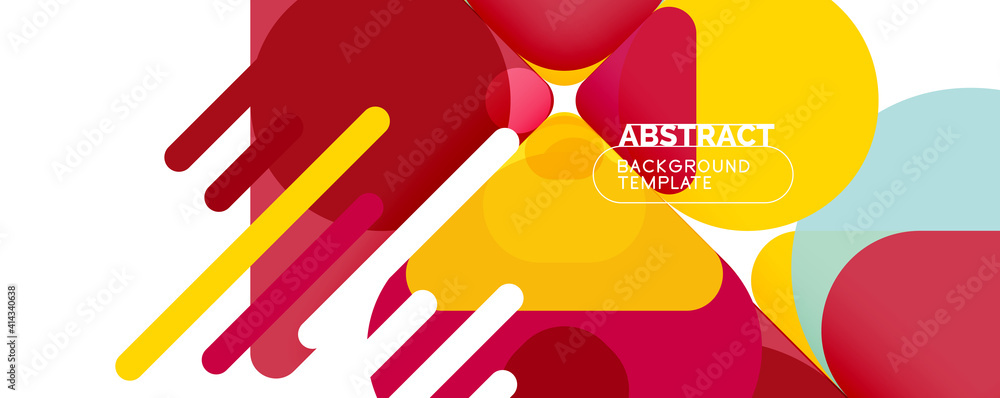 Flat geometric round shapes and dynamic lines, abstract background. Vector illustration for placards, brochures, posters and banners Flat geometric round shapes and dynamic lines, abstract background. Vector illustration for placards, brochures, posters and banners