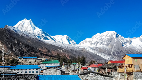 Wallpaper Mural Stunning Mount Manaslu Himalayan Range seen from Samagaun Village in Gorkha, Nepal. Torontodigital.ca