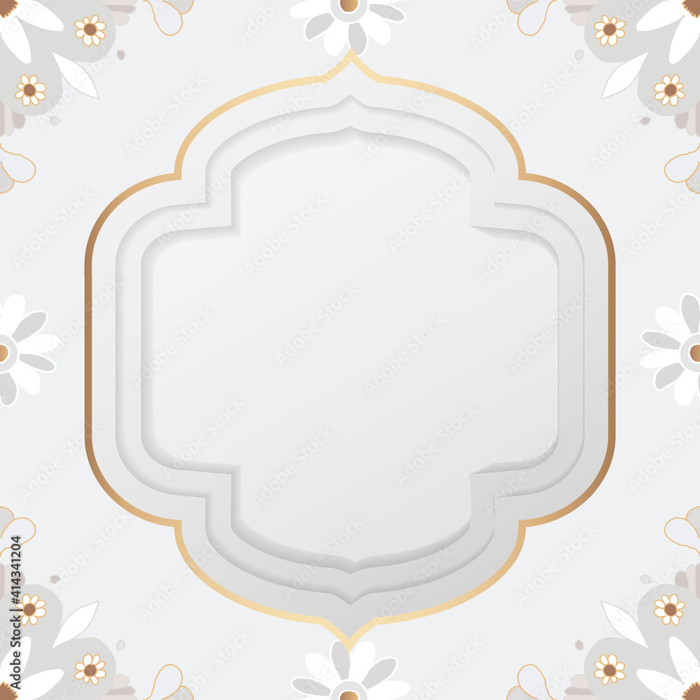 Gold Mandala pattern vector frame gray botanical Indian style Gold Mandala pattern vector frame gray botanical Indian style