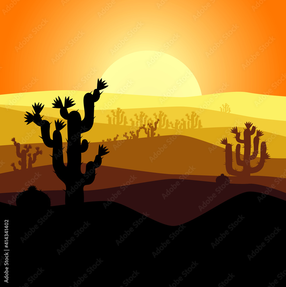 Desert Sunset stock illustration