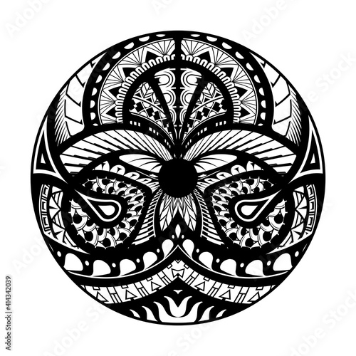 Fototapeta Naklejka Na Ścianę i Meble -  Maori polynesian ethnic circle tattoo shape