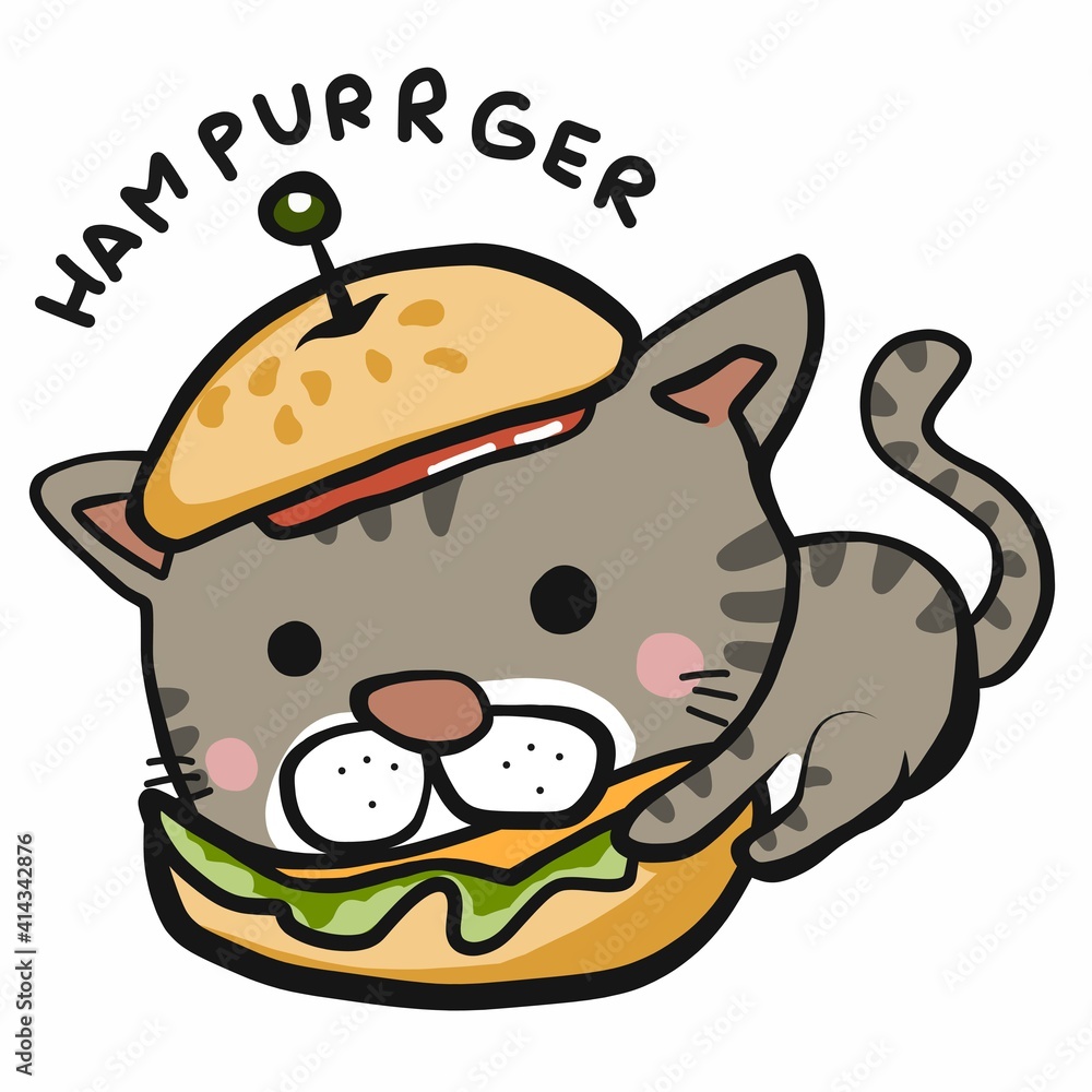 Hampurrger (Tabby cat in hamburger) cartoon vector illustration Hampurrger (Tabby cat in hamburger) cartoon vector illustration