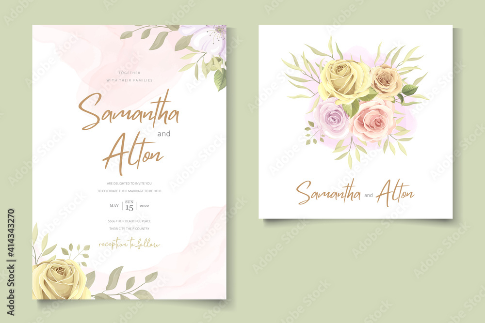 Modern floral wedding card concept