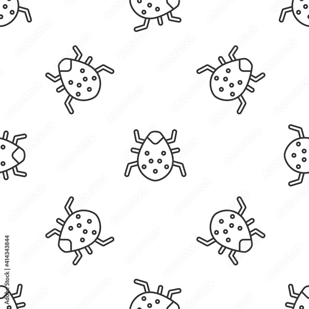 Naklejka premium Grey line System bug concept icon isolated seamless pattern on white background. Code bug concept. Bug in the system. Bug searching. Vector.