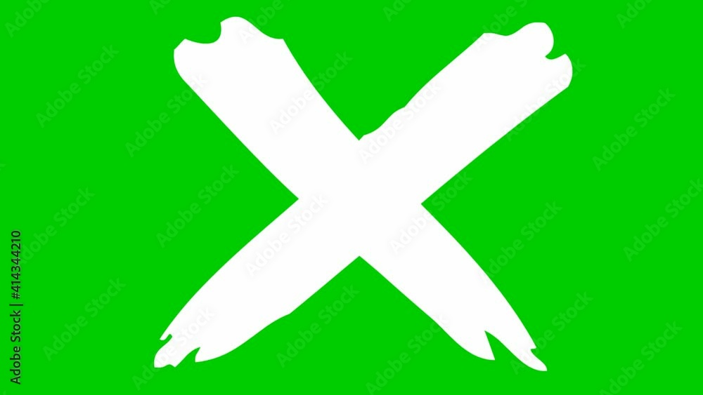 Animated hand drawn white cross appears. Concept of prohibition. Illustration isolated on green background. Animated hand drawn white cross appears. Concept of prohibition. Illustration isolated on green background.