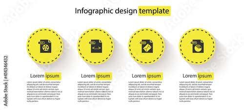 Set AVI file document, XML, MSG and PPT. Business infographic template. Vector.