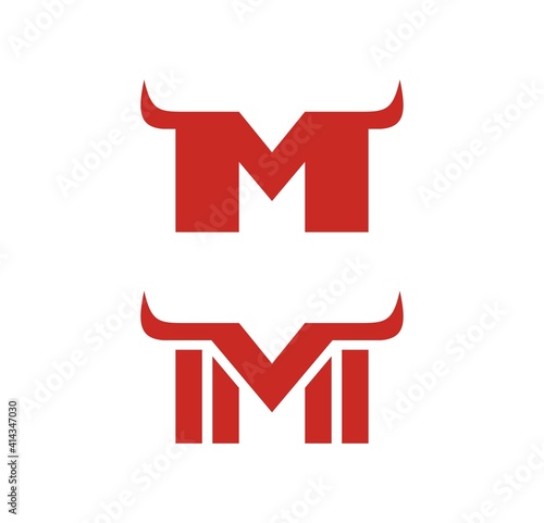 masculine bold letter M with horn logo