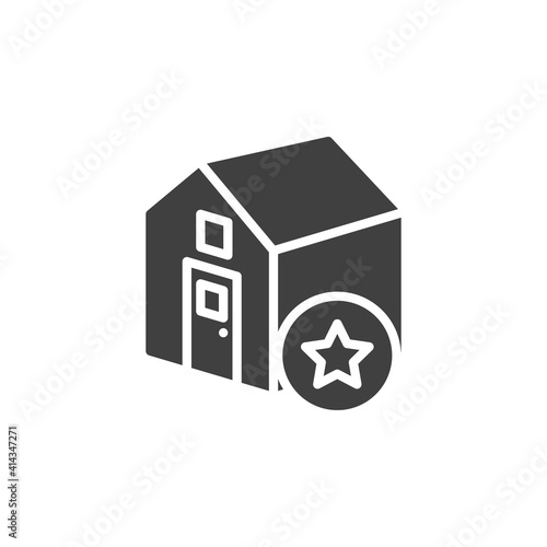 House ranking star vector icon. filled flat sign for mobile concept and web design. Real estate rating glyph icon. Symbol, logo illustration. Vector graphics