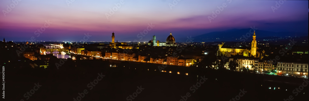 The eternal city of Florence Italy at early evening with dramatic lighting of the buildings