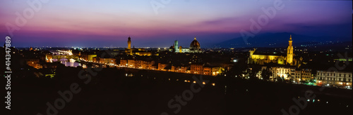 The eternal city of Florence Italy at early evening with dramatic lighting of the buildings