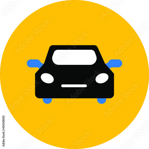 Car icon. private car, front side of car, bus, truck, train, vehicle icon in vector and flat shape.